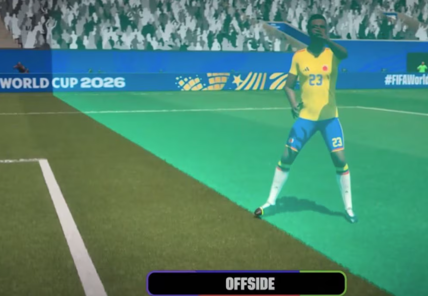 Visualización de fuera de lugar mostrada durante el partido Colombia contra Portugal